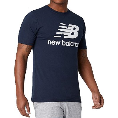 Camiseta New Balance Essentials Logo Masculina Azul Marinho