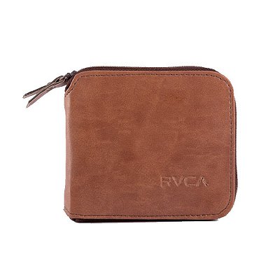 Carteira RVCA Zip Around Marrom Claro