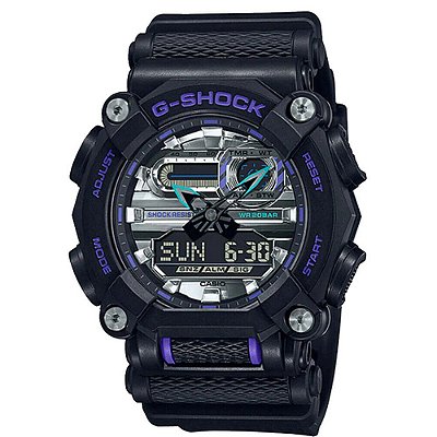 Relógio G-Shock GA-900AS-1ADR Masculino Preto/Roxo