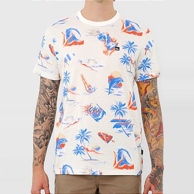 Camiseta Quiksilver Sun Damage Masculina Branco