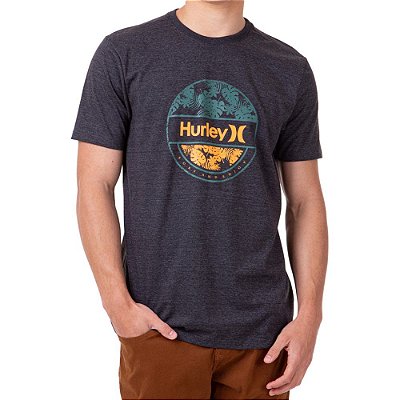 Camiseta Hurley Foliage Masculina Preto Mescla