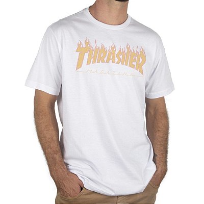 Camiseta Thrasher Flame Halftone Masculina Branco