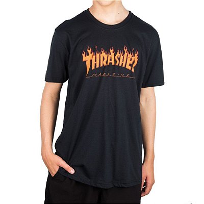Camiseta Thrasher Flame Halftone Masculina Preto