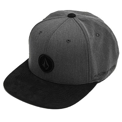 Boné Volcom Aba Reta Quarter Fabric Cinza Escuro/Preto