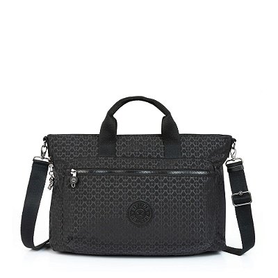 Bolsa Kipling Miho M Signature Emb Preto