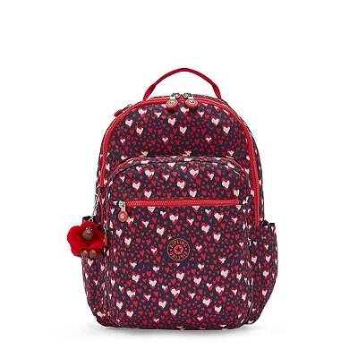 Mochila Kipling Seoul Heart Festival Estampada Vermelho