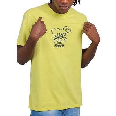 Camiseta Lost Sheep Break The System Masculina Amarelo