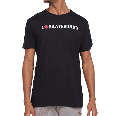Camiseta Element I Love Skateboard Masculina Preto