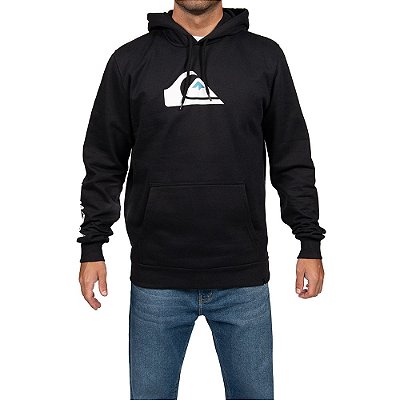 Moletom Quiksilver Canguru Comp Logo Masculino Preto