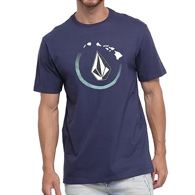 Camiseta Volcom Halostone Masculina Azul Marinho
