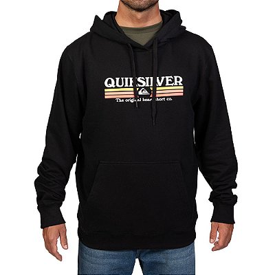 Moletom Quiksilver Canguru Lined Up Masculino Preto