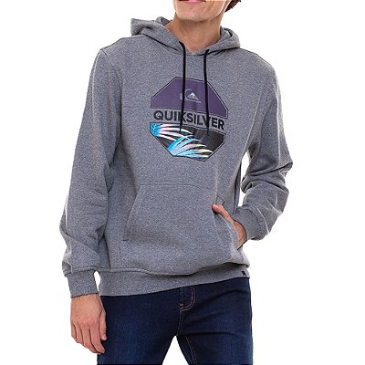 Moletom Quiksilver Canguru Panel Masculino Cinza Mescla