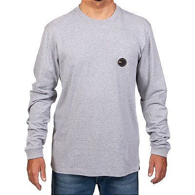 Camiseta Quiksilver Manga Longa Patch Round Masculina Cinza