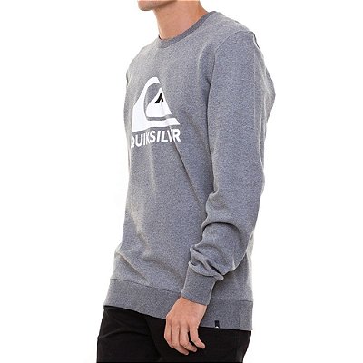 Moletom Quiksilver Careca Full Logo Masculino Cinza Mescla