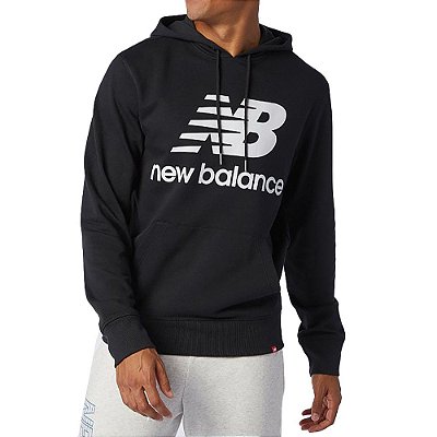 Moletom New Balance Canguru Stacked Logo Po Masculino Preto