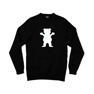 Moletom Grizzly Careca OG Bear Crewneck Oversize Preto