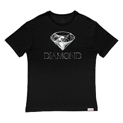 Camiseta Diamond Blue Print Oversize Masculina Preto