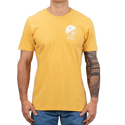 Camiseta RVCA Hi Dez Masculina Amarelo Escuro