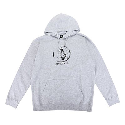 Moletom Volcom Canguru Logo Masculino Cinza Mescla