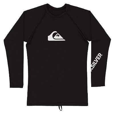 Camiseta Surf Quiksilver Manga Longa All Time Masculina Preto