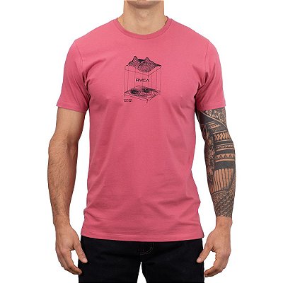 Camiseta RVCA Topographic Masculina Rosa Escuro