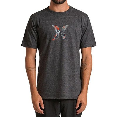 Camiseta Hurley Icon Palm Masculina Preto Mescla