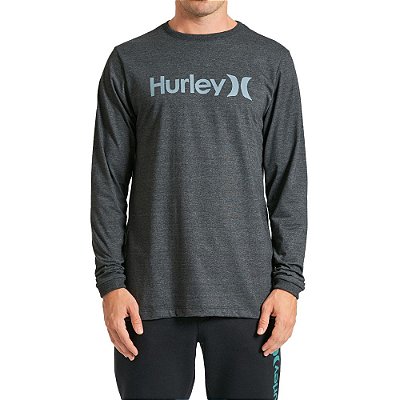 Camiseta Hurley Manga Longa O&O Solid Masculina Preto Mescla