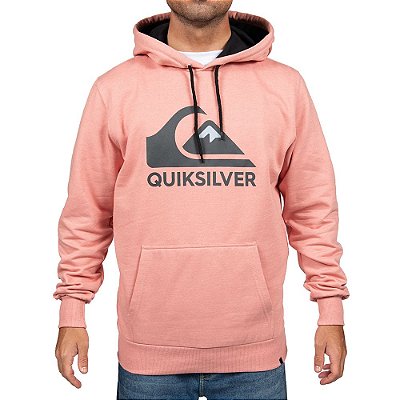 Moletom Quiksilver Canguru Full Logo Masculino Rosa Mescla