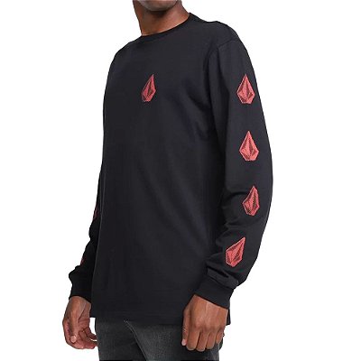 Camiseta Volcom Manga Longa Deadly Stone Masculina Preto