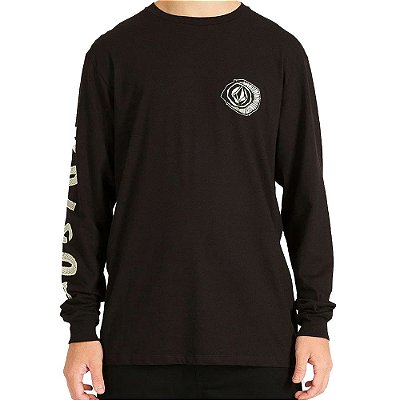 Camiseta Volcom Manga Longa Sick Masculina Preto