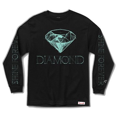 Camiseta Diamond Manga Longa Blueprint Masculina Preto