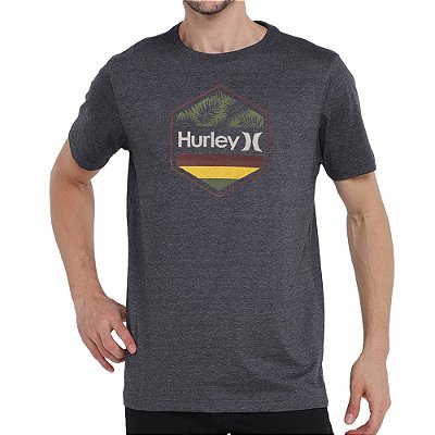 Camiseta Hurley Palms Roots Masculina Preto Mescla