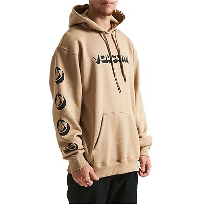 Moletom Volcom Canguru Stonedeep Masculino Bege