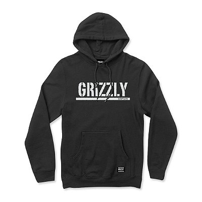 Moletom Grizzly Canguru Stamp Oversize Masculino Preto