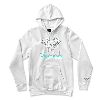 Moletom Diamond Canguru OG Sign Hoodie Masculino Branco