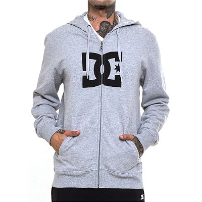 Moletom DC Shoes Aberto DC Star Zh Masculino Cinza Mescla