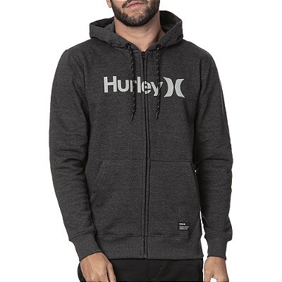 Moletom Hurley Aberto O&O Solid Masculino Preto Mescla