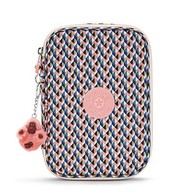 Estojo Kipling 100 Pens Girly Geo Rosa