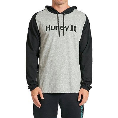 Camiseta Hurley Manga Longa O&O Masculina Cinza/Preto