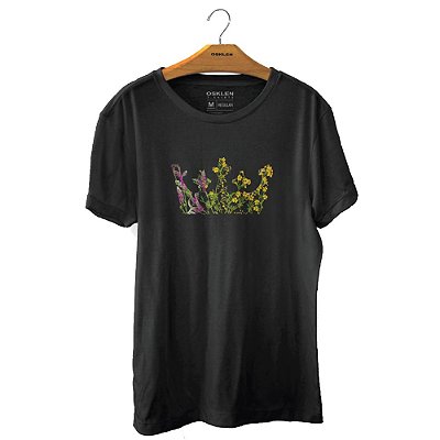 Camiseta Osklen Vintage Flower Crown Masculina Preto