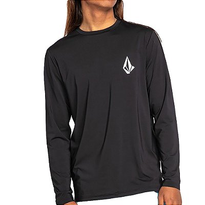 Camiseta Surf Volcom Manga Longa Taunt Masculina Preto