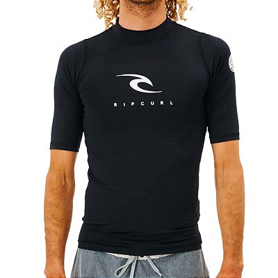 Camiseta Surf Rip Curl Manga Curta Corps S/S UV Masculina Preto