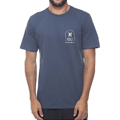 Camiseta Hurley Silk Palms Masculina Azul Marinho