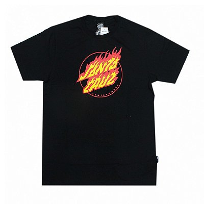 Camiseta Santa Cruz Flaming Dot Front Masculina Preto