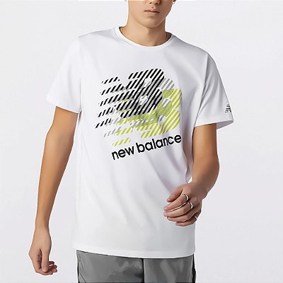 Camiseta New Balance Heathertech Estampada Branco/Verde