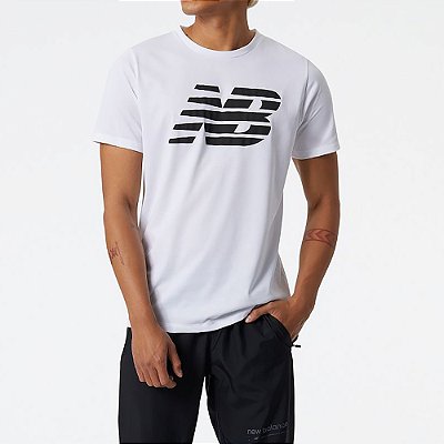 Camiseta New Balance Heathertech Estampada Branco/Preto
