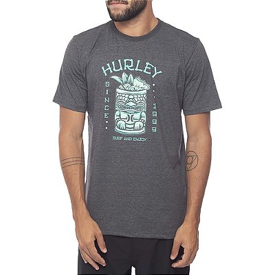 Camiseta Hurley Tiki Dring SM23 Masculina Preto Mescla