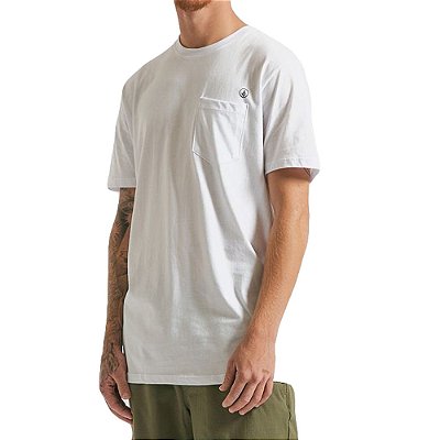 Camiseta Volcom Long Fit Solid Pocket SM23 Masculina Branco