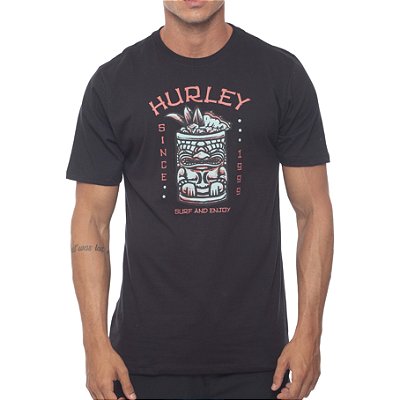 Camiseta Hurley Silk Tiki Drink SM23 Masculina Preto