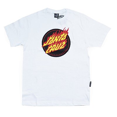 Camiseta Santa Cruz Flaming Dot Front Masculina Branco